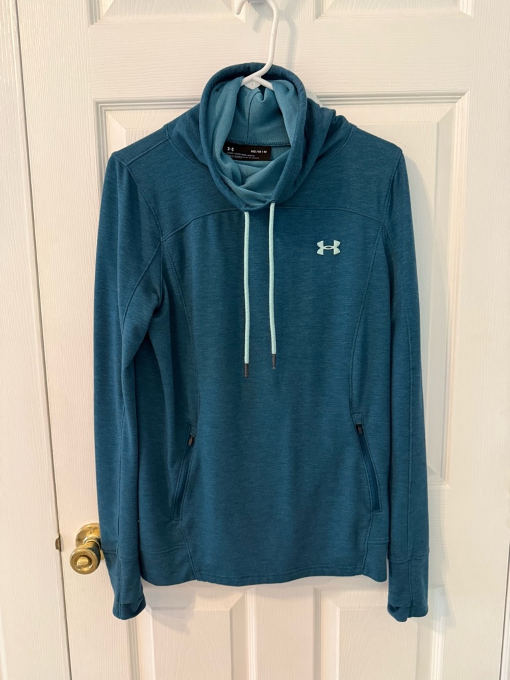 Under Armour Teal Blue Cowl-Neck Pullover Hoodie